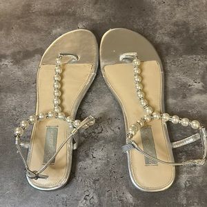 Betsey Johnson Silver Pearl Sandals